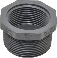Value Collection - 1-1/2 x 1-1/4" PVC Plastic Pipe Bushing - Schedule 80, MIPT x FIPT End Connections - Eagle Tool & Supply
