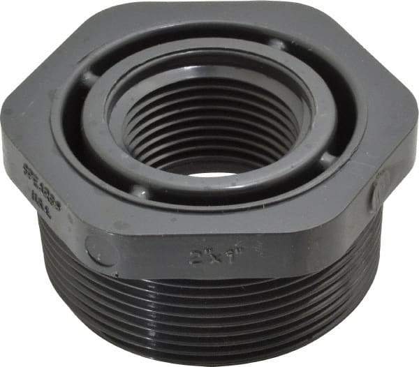 Value Collection - 2 x 1" PVC Plastic Pipe Bushing - Schedule 80, MIPT x FIPT End Connections - Eagle Tool & Supply