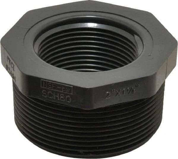 Value Collection - 2 x 1-1/4" PVC Plastic Pipe Bushing - Schedule 80, MIPT x FIPT End Connections - Eagle Tool & Supply