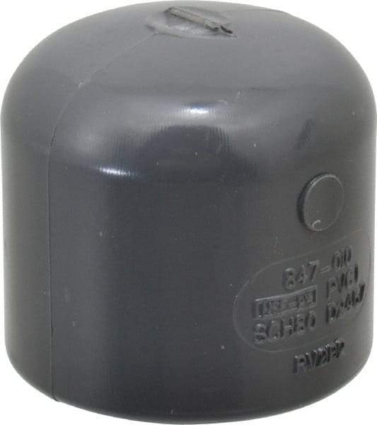 Value Collection - 1" PVC Plastic Pipe End Cap - Schedule 80, Slip End Connections - Eagle Tool & Supply