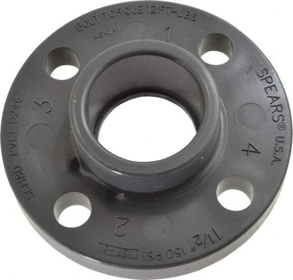 Value Collection - 1-1/2" PVC Plastic Pipe Flange (One Piece) - Schedule 80, Slip End Connections - Eagle Tool & Supply