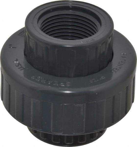 Value Collection - 1" PVC Plastic Pipe Union with EPDM O-Ring - Schedule 80, FIPT x FIPT End Connections - Eagle Tool & Supply