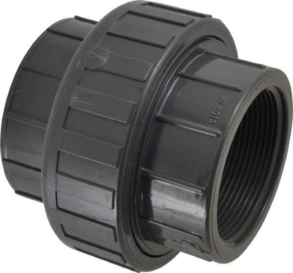 Value Collection - 3" PVC Plastic Pipe Union with EPDM O-Ring - Schedule 80, FIPT x FIPT End Connections - Eagle Tool & Supply