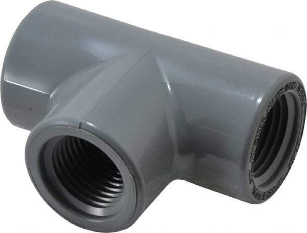 Value Collection - 1/2" CPVC Plastic Pipe Tee - Schedule 80, FIPT x FIPT x FIPT End Connections - Eagle Tool & Supply