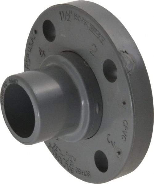 Value Collection - 1-1/2" CPVC Plastic Pipe Flange (Two Piece) - Schedule 80, Spig End Connections - Eagle Tool & Supply