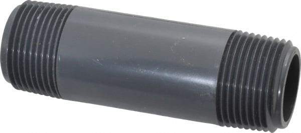 Value Collection - 1" Pipe, 4" Long PVC Threaded Plastic Pipe Nipple - Schedule 80, Gray - Eagle Tool & Supply
