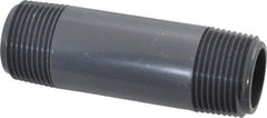 Value Collection - 1" Pipe, 4" Long PVC Threaded Plastic Pipe Nipple - Schedule 80, Gray - Eagle Tool & Supply