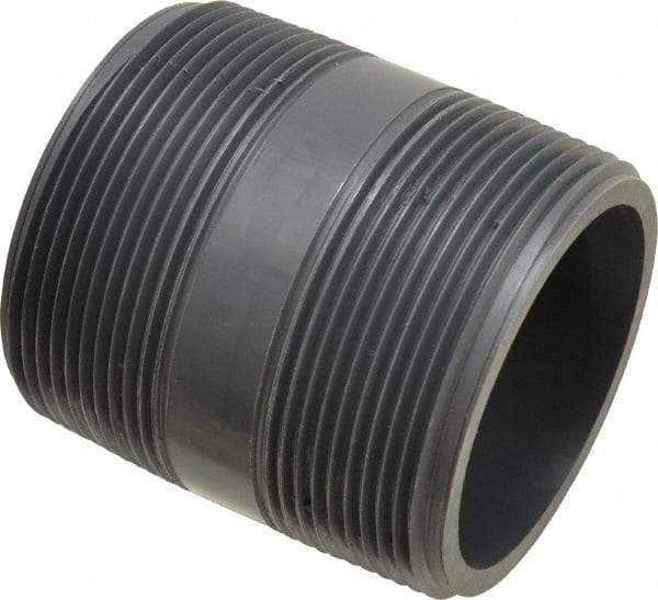 Value Collection - 2" Pipe, 2-1/2" Long PVC Threaded Plastic Pipe Nipple - Schedule 80, Gray - Eagle Tool & Supply