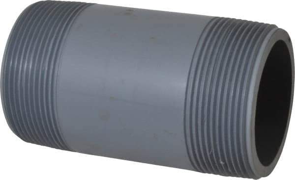 Value Collection - 2" Pipe, 4" Long CPVC Threaded Plastic Pipe Nipple - Schedule 80, Gray - Eagle Tool & Supply