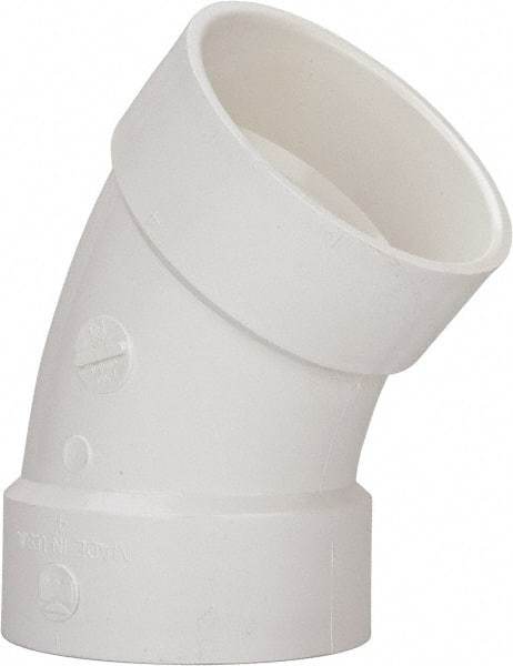 B&K Mueller - 4", PVC Drain, Waste & Vent Pipe 45 Elbow - Hub x Hub - Eagle Tool & Supply
