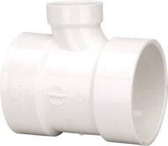B&K Mueller - 4 x 4 x 2", PVC Drain, Waste & Vent Pipe Reducing Sanitary Tee - Hub x Hub x Hub - Eagle Tool & Supply