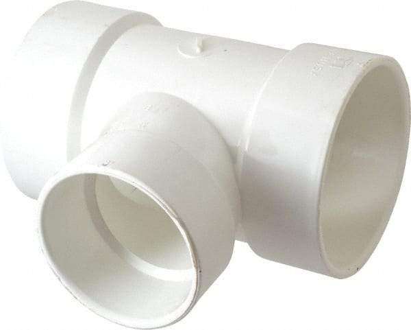 B&K Mueller - 4 x 4 x 3", PVC Drain, Waste & Vent Pipe Reducing Sanitary Tee - Hub x Hub x Hub - Eagle Tool & Supply