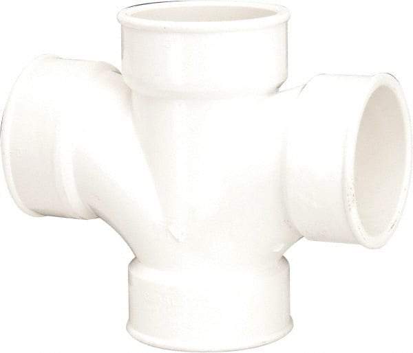 B&K Mueller - 3", PVC Drain, Waste & Vent Pipe Sanitary Cross - All Hub - Eagle Tool & Supply