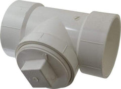 B&K Mueller - 4", PVC Drain, Waste & Vent Pipe Test Tee - Hub x Hub x CO with Plug - Eagle Tool & Supply