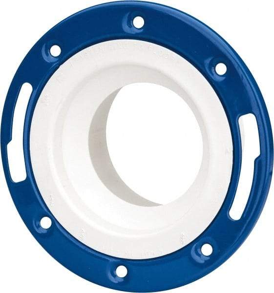 B&K Mueller - 4 x 3" Pipe, 7" OD, PVC Adjustable Closet Flange - 40° Max Working Temp, Hub End Connections - Eagle Tool & Supply
