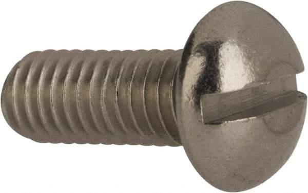 Value Collection - #10-32 UNF, 1/2" Length Under Head Slotted Drive Machine Screw - Round Head, Grade 316 Stainless Steel, Uncoated, Without Washer - Eagle Tool & Supply