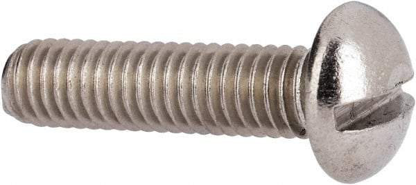 Value Collection - #10-32 UNF, 3/4" Length Under Head Slotted Drive Machine Screw - Round Head, Grade 316 Stainless Steel, Uncoated, Without Washer - Eagle Tool & Supply