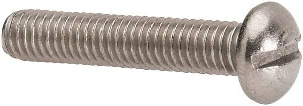 Value Collection - #10-32 UNF, 1" Length Under Head Slotted Drive Machine Screw - Round Head, Grade 316 Stainless Steel, Uncoated, Without Washer - Eagle Tool & Supply