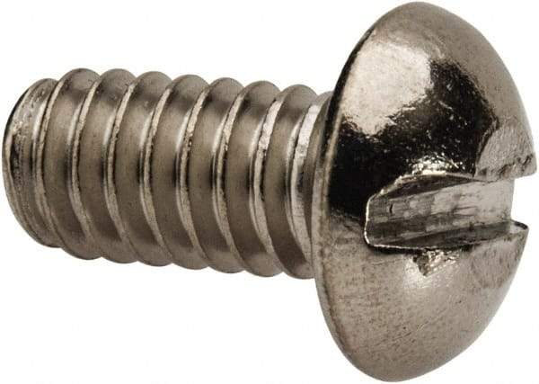 Value Collection - 1/4-20 UNC, 1/2" Length Under Head Slotted Drive Machine Screw - Round Head, Grade 316 Stainless Steel, Uncoated, Without Washer - Eagle Tool & Supply