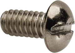 Value Collection - 1/4-20 UNC, 1/2" Length Under Head Slotted Drive Machine Screw - Round Head, Grade 316 Stainless Steel, Uncoated, Without Washer - Eagle Tool & Supply