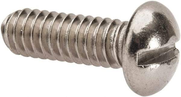 Value Collection - 1/4-20 UNC, 3/4" Length Under Head Slotted Drive Machine Screw - Round Head, Grade 316 Stainless Steel, Uncoated, Without Washer - Eagle Tool & Supply