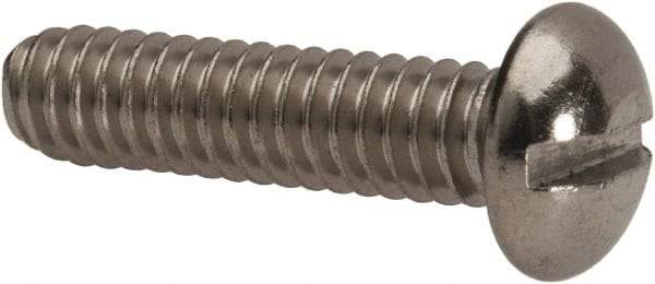 Value Collection - 1/4-20 UNC, 1" Length Under Head Slotted Drive Machine Screw - Round Head, Grade 316 Stainless Steel, Uncoated, Without Washer - Eagle Tool & Supply