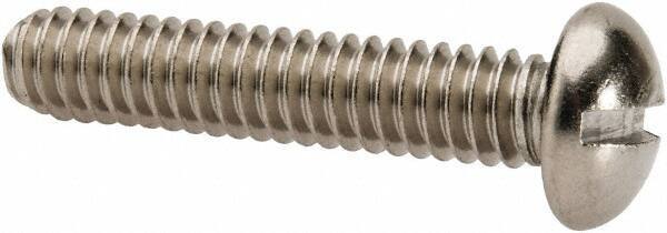 Value Collection - 1/4-20 UNC, 1-1/4" Length Under Head Slotted Drive Machine Screw - Round Head, Grade 316 Stainless Steel, Uncoated, Without Washer - Eagle Tool & Supply