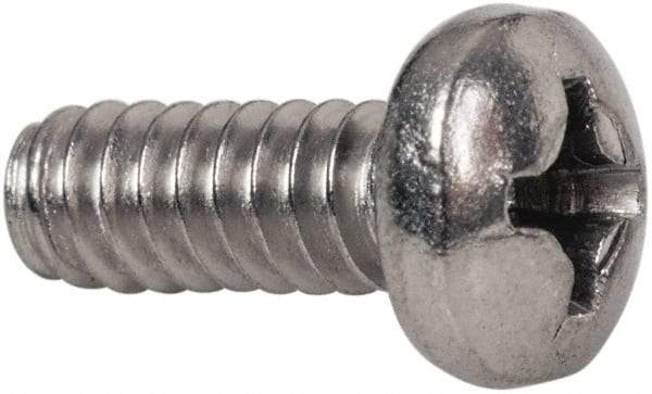 Value Collection - #6-32 UNC, 3/8" Length Under Head Phillips Drive Machine Screw - Pan Head, Grade 316 Stainless Steel, Uncoated, Without Washer - Eagle Tool & Supply