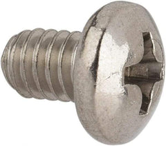 Value Collection - #8-32 UNC, 1/4" Length Under Head Phillips Drive Machine Screw - Pan Head, Grade 316 Stainless Steel, Uncoated, Without Washer - Eagle Tool & Supply