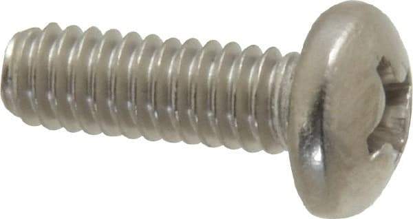 Value Collection - #8-32 UNC, 1/2" Length Under Head Phillips Drive Machine Screw - Pan Head, Grade 316 Stainless Steel, Uncoated, Without Washer - Eagle Tool & Supply