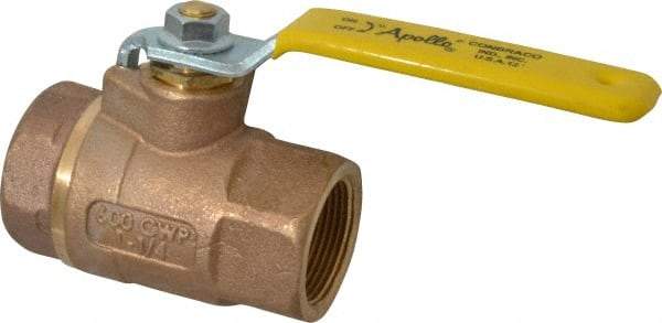 Apollo - 1-1/4" Pipe, Standard Port, Bronze Standard Ball Valve - 2 Piece, Inline - One Way Flow, FNPT x FNPT Ends, Lever Handle, 600 WOG, 125 WSP - Eagle Tool & Supply