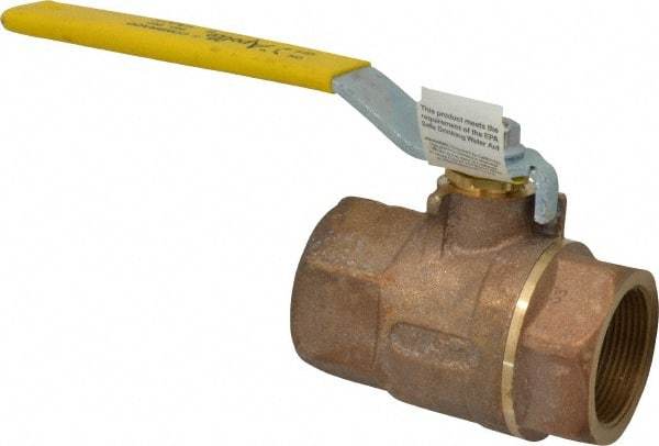 Apollo - 1-1/2" Pipe, Standard Port, Bronze Standard Ball Valve - 2 Piece, Inline - One Way Flow, FNPT x FNPT Ends, Lever Handle, 600 WOG, 125 WSP - Eagle Tool & Supply