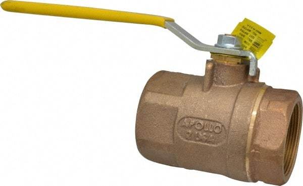 Apollo - 2" Pipe, Standard Port, Bronze Standard Ball Valve - 2 Piece, Inline - One Way Flow, FNPT x FNPT Ends, Lever Handle, 600 WOG, 125 WSP - Eagle Tool & Supply