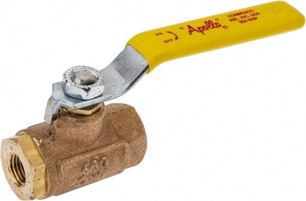 Apollo - 1/4" Pipe, Standard Port, Bronze Steam Service Ball Valve - 2 Piece, Inline - One Way Flow, FNPT x FNPT Ends, Lever Handle, 600 WOG, 250 WSP - Eagle Tool & Supply