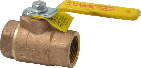 Apollo - 1-1/4" Pipe, Standard Port, Bronze Steam Service Ball Valve - 2 Piece, Inline - One Way Flow, FNPT x FNPT Ends, Lever Handle, 600 WOG, 250 WSP - Eagle Tool & Supply