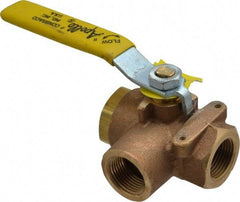 Apollo - 3/4" Pipe, Standard Port, Bronze Standard Ball Valve - Three Way, FNPT x FNPT x FNPT Ends, Lever Handle, 400 WOG - Eagle Tool & Supply