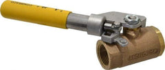 Apollo - 1" Pipe, Bronze Standard Ball Valve - 2 Piece, Inline - One Way Flow, FNPT x FNPT Ends, Deadman Lever (Spring Return to Close) Handle, 600 WOG, 150 WSP - Eagle Tool & Supply