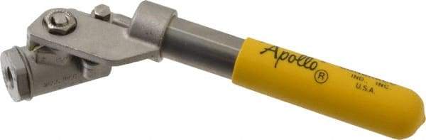 Apollo - 1/4" Pipe, Stainless Steel Standard Ball Valve - 2 Piece, Inline - One Way Flow, FNPT x FNPT Ends, Deadman Lever (Spring Return to Close) Handle, 2,000 WOG, 150 WSP - Eagle Tool & Supply