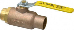 Apollo - 1" Pipe, Standard Port, Bronze Standard Ball Valve - 2 Piece, Inline - One Way Flow, Soldered x Soldered Ends, Lever Handle, 600 WOG, 125 WSP - Eagle Tool & Supply