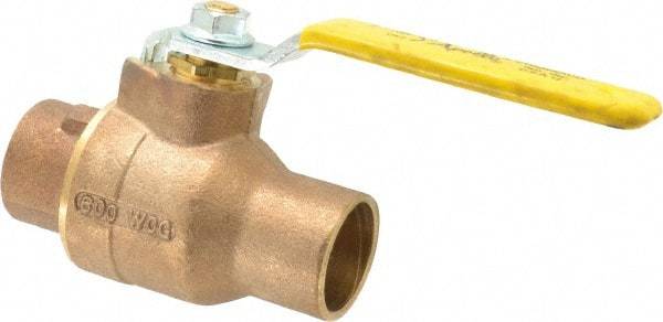 Apollo - 1-1/4" Pipe, Standard Port, Bronze Standard Ball Valve - 2 Piece, Inline - One Way Flow, Soldered x Soldered Ends, Lever Handle, 600 WOG, 125 WSP - Eagle Tool & Supply
