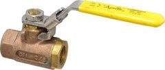 Apollo - 3/8" Pipe, Bronze Standard Ball Valve - 2 Piece, Inline - One Way Flow, FNPT x FNPT Ends, Locking Lever Handle, 600 WOG - Eagle Tool & Supply
