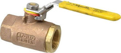 Apollo - 1" Pipe, Bronze Standard Ball Valve - 2 Piece, Inline - One Way Flow, FNPT x FNPT Ends, Locking Lever Handle, 600 WOG - Eagle Tool & Supply