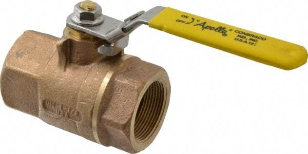 Apollo - 1-1/2" Pipe, Bronze Standard Ball Valve - 2 Piece, Inline - One Way Flow, FNPT x FNPT Ends, Locking Lever Handle, 600 WOG - Eagle Tool & Supply