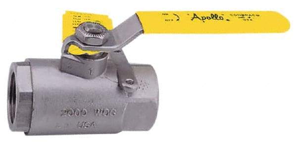 Apollo - 2-1/2" Pipe, Stainless Steel Standard Ball Valve - 2 Piece, Inline - One Way Flow, FNPT x FNPT Ends, Lever Handle, 1,000 WOG, 150 WSP - Eagle Tool & Supply