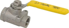 Apollo - 3/8" Pipe, Stainless Steel Standard Ball Valve - 2 Piece, Inline - One Way Flow, FNPT x FNPT Ends, Lever Handle, 2,000 WOG, 150 WSP - Eagle Tool & Supply