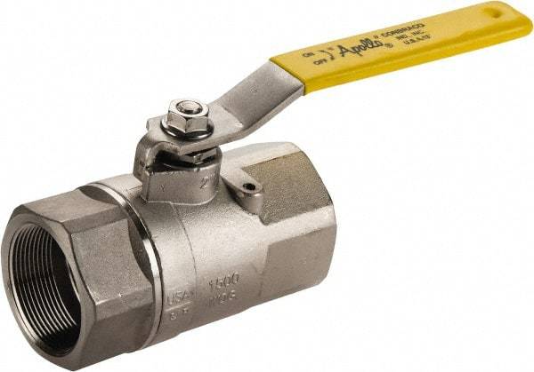 Apollo - 2" Pipe, Stainless Steel Standard Ball Valve - 2 Piece, Inline - One Way Flow, FNPT x FNPT Ends, Lever Handle, 1,500 WOG, 150 WSP - Eagle Tool & Supply