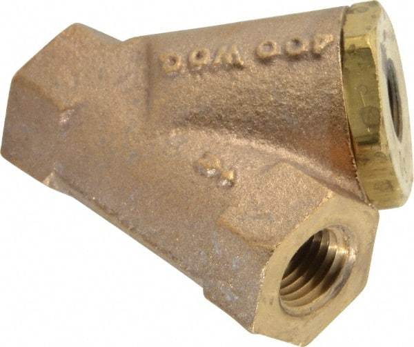 Conbraco - 1/4" Pipe, FNPT Ends, Cast Bronze Y-Strainer - 400 psi WOG Rating - Eagle Tool & Supply