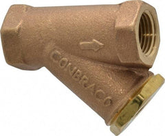 Conbraco - 1/2" Pipe, FNPT Ends, Cast Bronze Y-Strainer - 400 psi WOG Rating - Eagle Tool & Supply