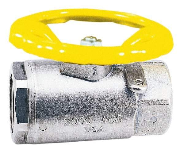 Apollo - 1/4" Pipe, Stainless Steel Standard Ball Valve - 2 Piece, Inline - One Way Flow, FNPT x FNPT Ends, Round Wheel Handle, 2,000 WOG, 150 WSP - Eagle Tool & Supply