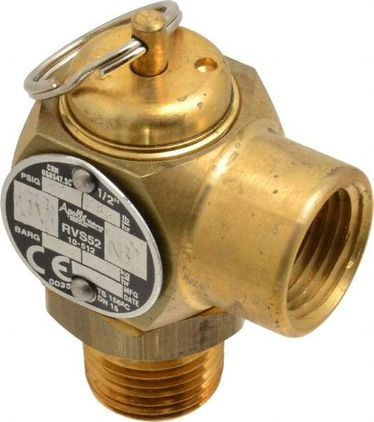 Conbraco - 1/2" Inlet, 1/2" Outlet, ASME Safety Relief Valve - 40 Max psi, Bronze, 305,000 BTUs - Eagle Tool & Supply